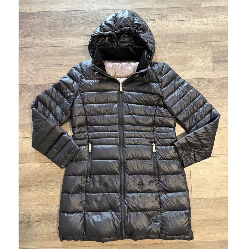 Andrew Marc Women Black Packable Lightweight Premium Down Puffer Jacket Large